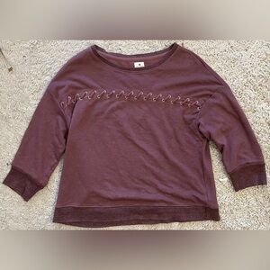 SUNDRY EQUINOX red wine 3/4 sleeve knit top 2 medium m